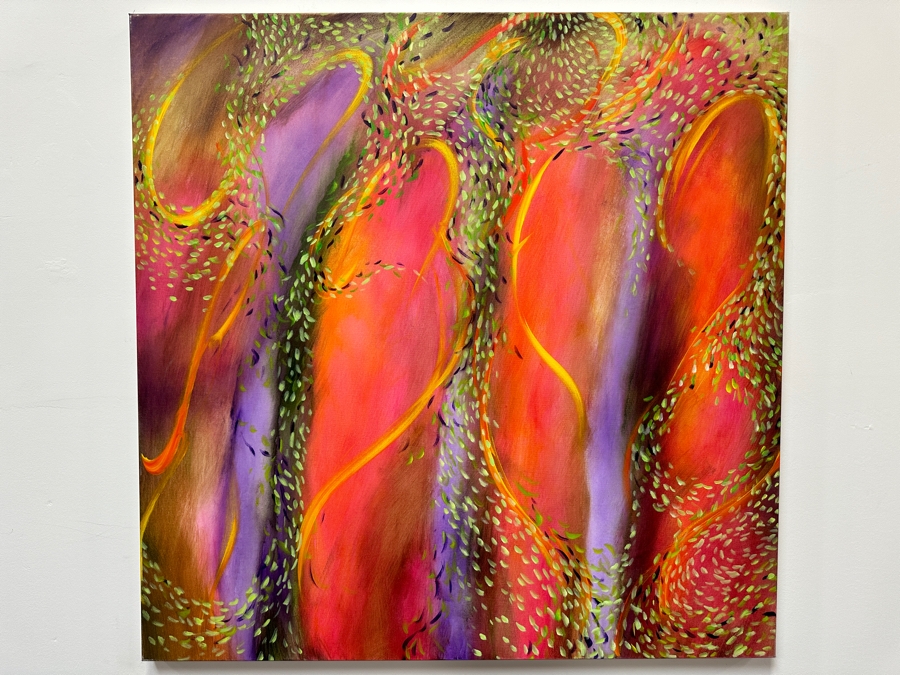 Gerrit Greve (1948-2024, Cardiff by the Sea, CA) Original Acrylic Painting On Canvas Titled 'Underwater Sacred Totems' 2021 Signed Verso 48' X 48' Estimate $2,304 - $2,880 [Photo 2]