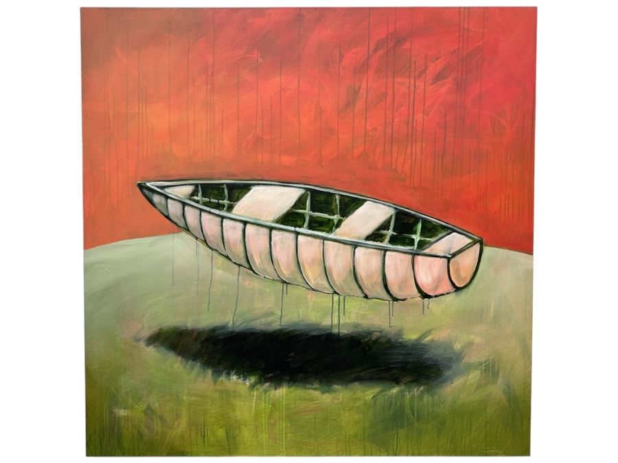 Gerrit Greve (1948-2024, Cardiff by the Sea, CA) Original Acrylic Painting On Canvas Titled 'Boat' 2004 Signed Verso 48' X 48' Estimate $2,304 - $2,880 [Photo 1]