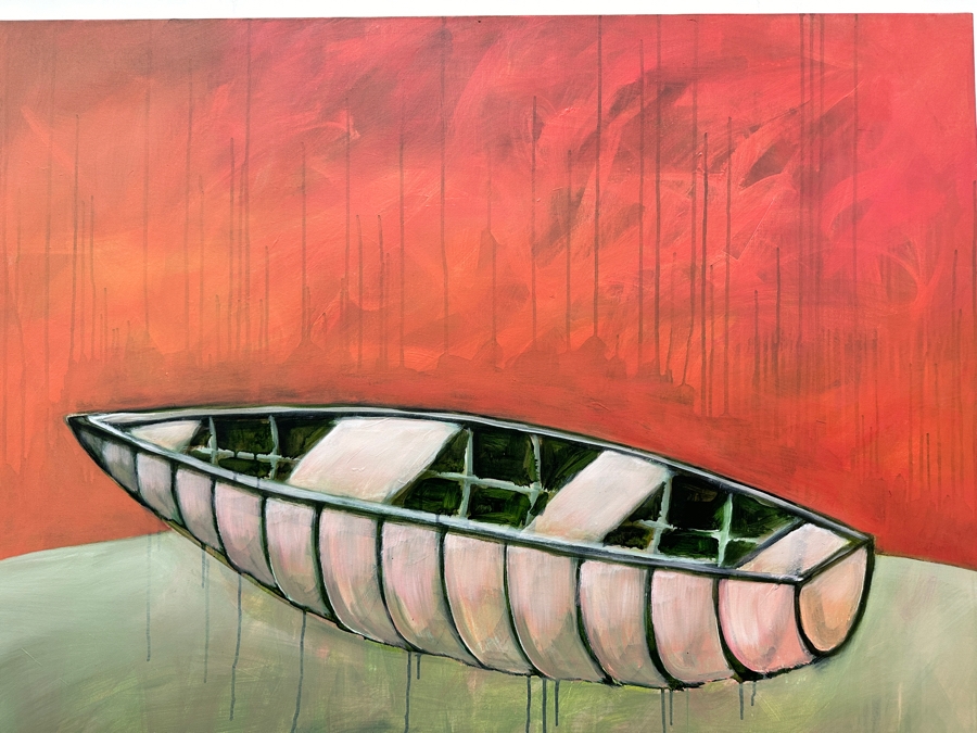 Gerrit Greve (1948-2024, Cardiff by the Sea, CA) Original Acrylic Painting On Canvas Titled 'Boat' 2004 Signed Verso 48' X 48' Estimate $2,304 - $2,880 [Photo 4]