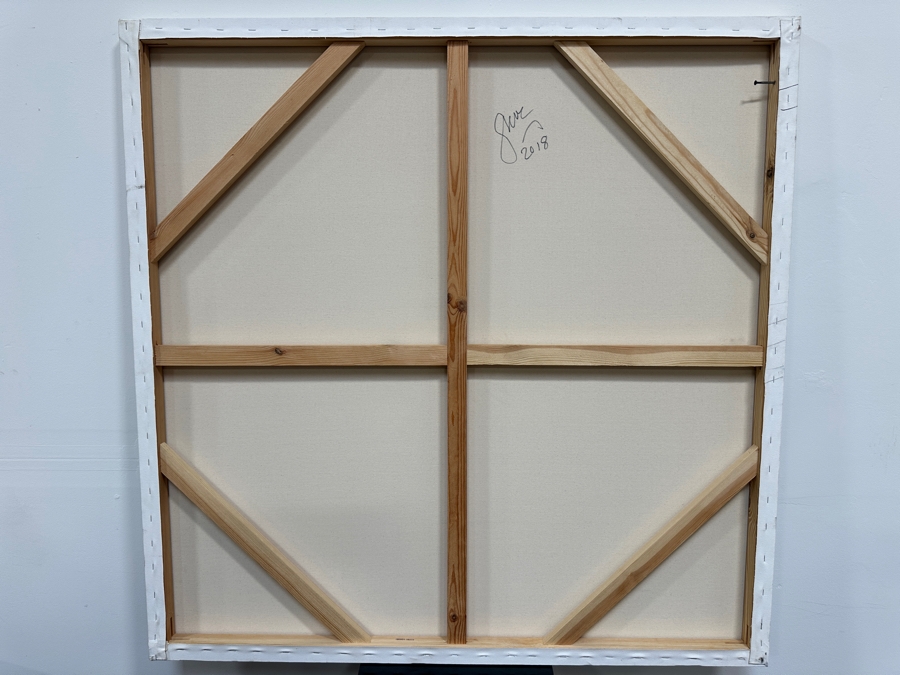 Gerrit Greve (1948-2024, Cardiff by the Sea, CA) Original Acrylic Diptych Painting On Canvas Titled 'Ocean Waves' 2018 Signed Verso 96' X 48' Estimate $4,608 - $5,760 [Photo 8]