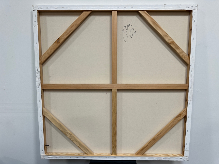 Gerrit Greve (1948-2024, Cardiff by the Sea, CA) Original Acrylic Diptych Painting On Canvas Titled 'Ocean Waves' 2018 Signed Verso 96' X 48' Estimate $4,608 - $5,760 [Photo 6]