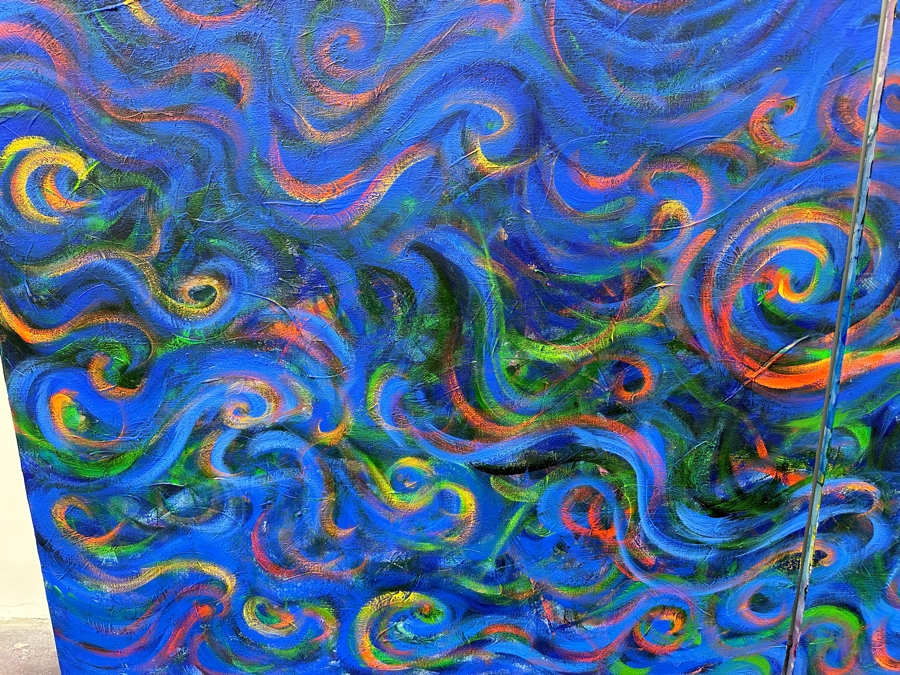 Gerrit Greve (1948-2024, Cardiff by the Sea, CA) Original Acrylic Diptych Painting On Canvas Titled 'Kelp Eddies Remembered' Signed Verso 84' X 66' Estimate $5,544 - $6,930 [Photo 4]