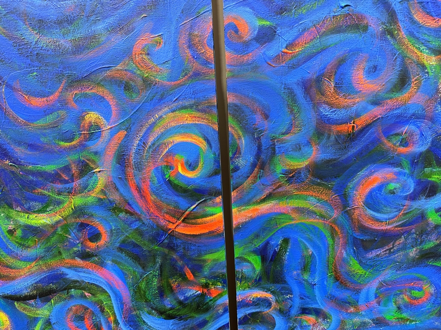 Gerrit Greve (1948-2024, Cardiff by the Sea, CA) Original Acrylic Diptych Painting On Canvas Titled 'Kelp Eddies Remembered' Signed Verso 84' X 66' Estimate $5,544 - $6,930 [Photo 3]