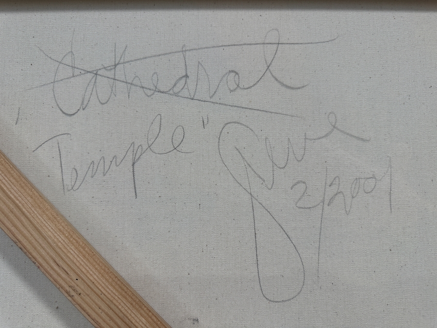 Gerrit Greve (1948-2024, Cardiff by the Sea, CA) Original Acrylic Sand Painting On Canvas Titled 'Temple' 2004 Signed Verso 54' X 54' Estimate $2,916 - $3,645 [Photo 7]