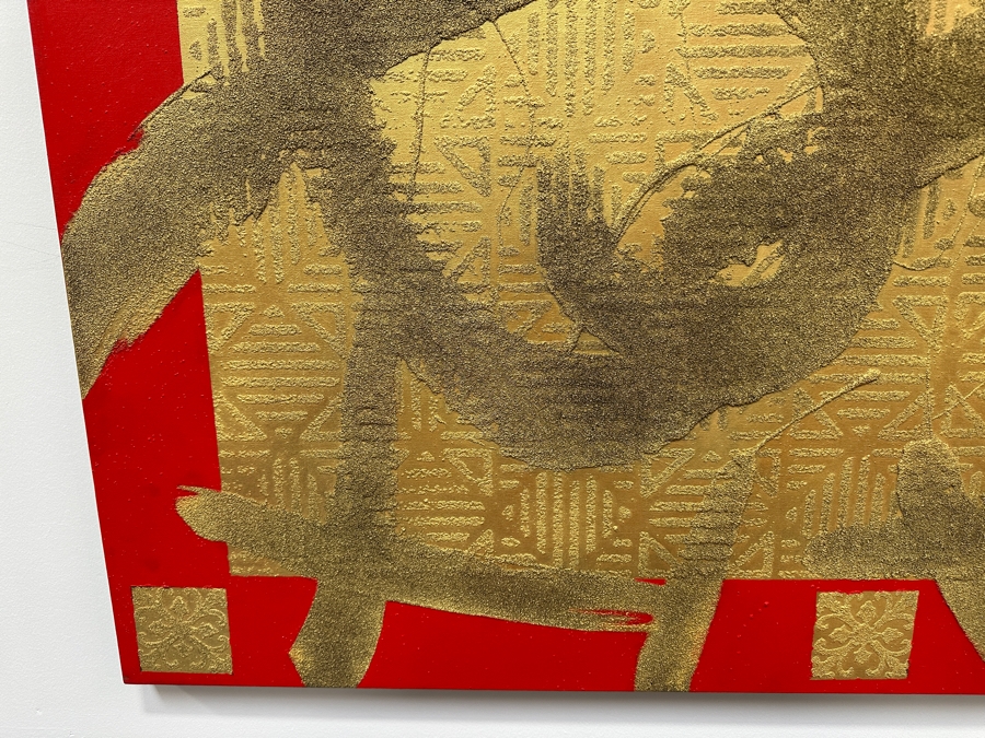 Gerrit Greve (1948-2024, Cardiff by the Sea, CA) Original Acrylic Sand Painting On Canvas Titled 'Temple' 2004 Signed Verso 54' X 54' Estimate $2,916 - $3,645 [Photo 3]