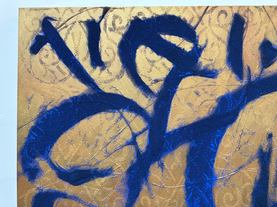 Gerrit Greve (1948-2024, Cardiff by the Sea, CA) Original Acrylic Sand Painting On Canvas Titled 'Angel Icon' 2000 Signed Verso 54' X 54' Estimate $2,916 - $3,645 [Photo 3]