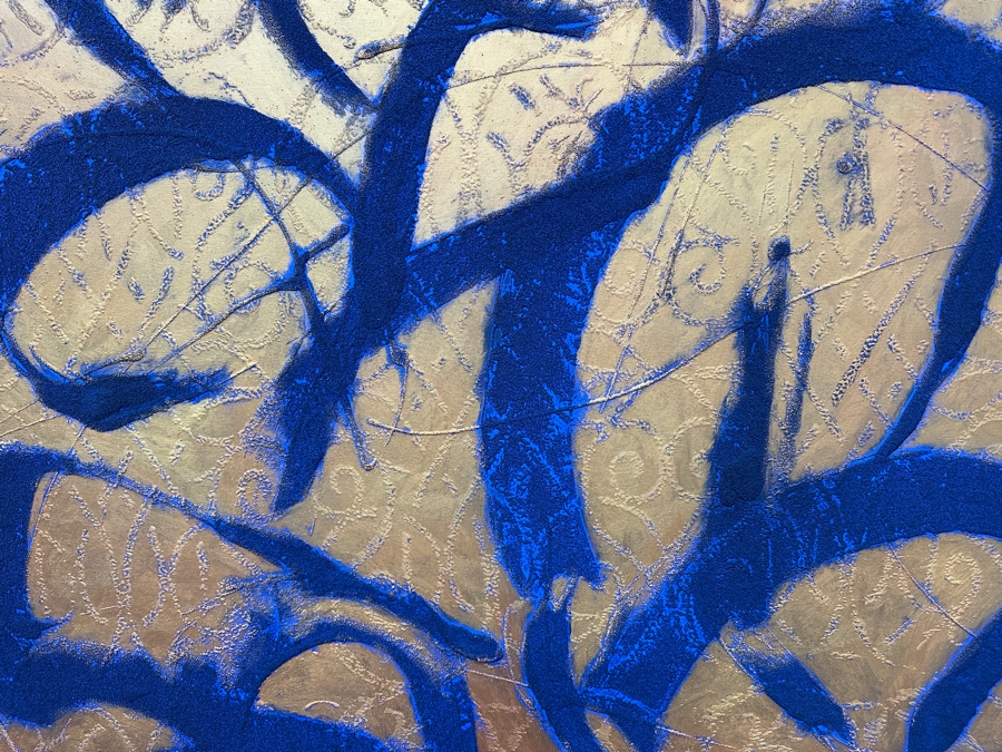 Gerrit Greve (1948-2024, Cardiff by the Sea, CA) Original Acrylic Sand Painting On Canvas Titled 'Angel Icon' 2000 Signed Verso 54' X 54' Estimate $2,916 - $3,645 [Photo 4]