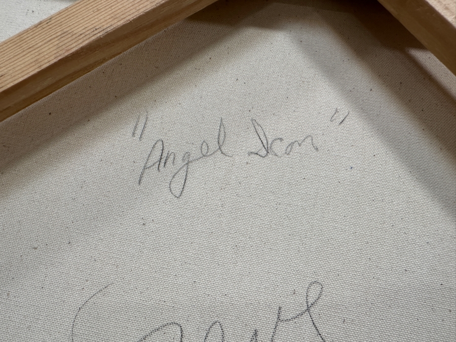 Gerrit Greve (1948-2024, Cardiff by the Sea, CA) Original Acrylic Sand Painting On Canvas Titled 'Angel Icon' 2000 Signed Verso 54' X 54' Estimate $2,916 - $3,645 [Photo 8]