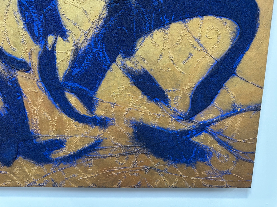 Gerrit Greve (1948-2024, Cardiff by the Sea, CA) Original Acrylic Sand Painting On Canvas Titled 'Angel Icon' 2000 Signed Verso 54' X 54' Estimate $2,916 - $3,645 [Photo 5]