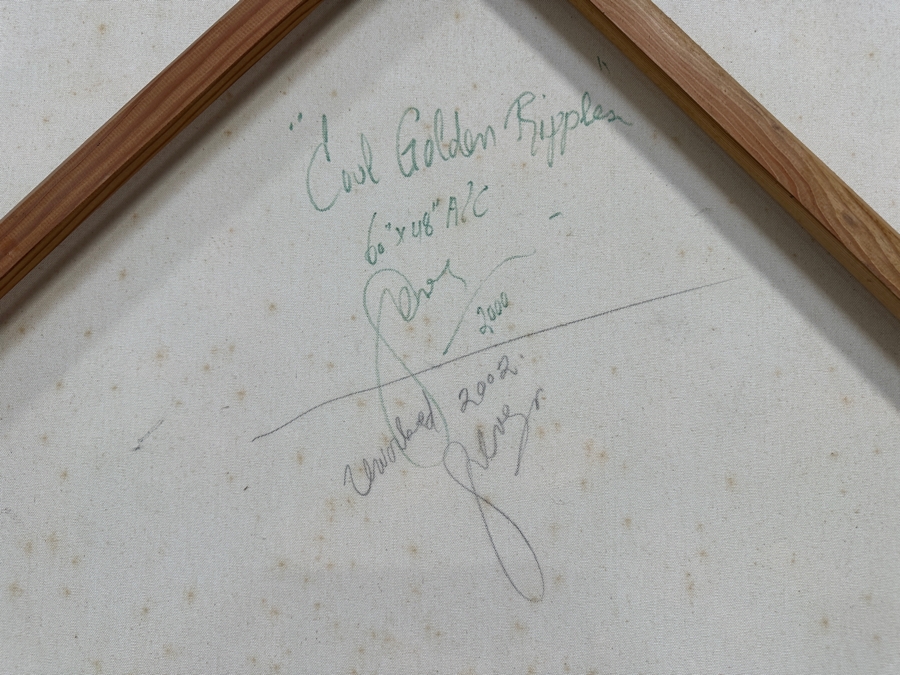 Gerrit Greve (1948-2024, Cardiff by the Sea, CA) Original Acrylic Painting On Canvas Titled 'Cool Golden Ripples' 2000 Signed Lower Right And Verso 48' X 60' Estimate $2,880 - $3,600 [Photo 7]