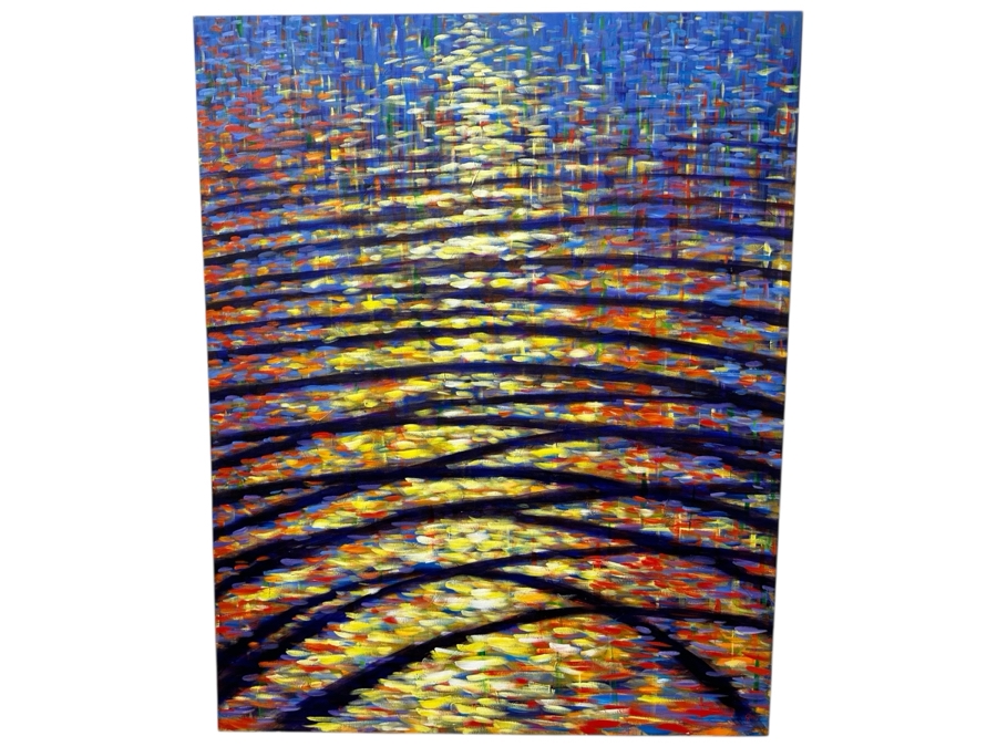 Gerrit Greve (1948-2024, Cardiff by the Sea, CA) Original Acrylic Painting On Canvas Titled 'Cool Golden Ripples' 2000 Signed Lower Right And Verso 48' X 60' Estimate $2,880 - $3,600