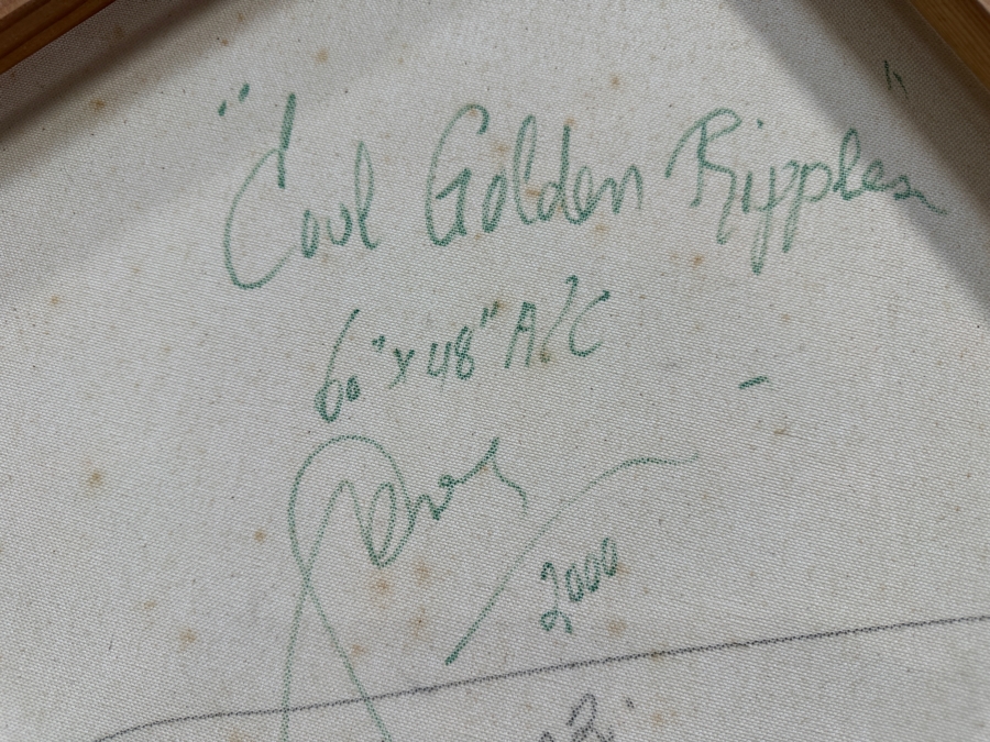 Gerrit Greve (1948-2024, Cardiff by the Sea, CA) Original Acrylic Painting On Canvas Titled 'Cool Golden Ripples' 2000 Signed Lower Right And Verso 48' X 60' Estimate $2,880 - $3,600 [Photo 8]