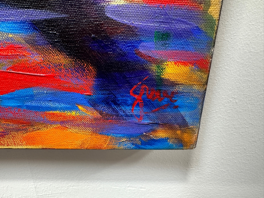 Gerrit Greve (1948-2024, Cardiff by the Sea, CA) Original Acrylic Painting On Canvas Titled 'Cool Golden Ripples' 2000 Signed Lower Right And Verso 48' X 60' Estimate $2,880 - $3,600 [Photo 5]