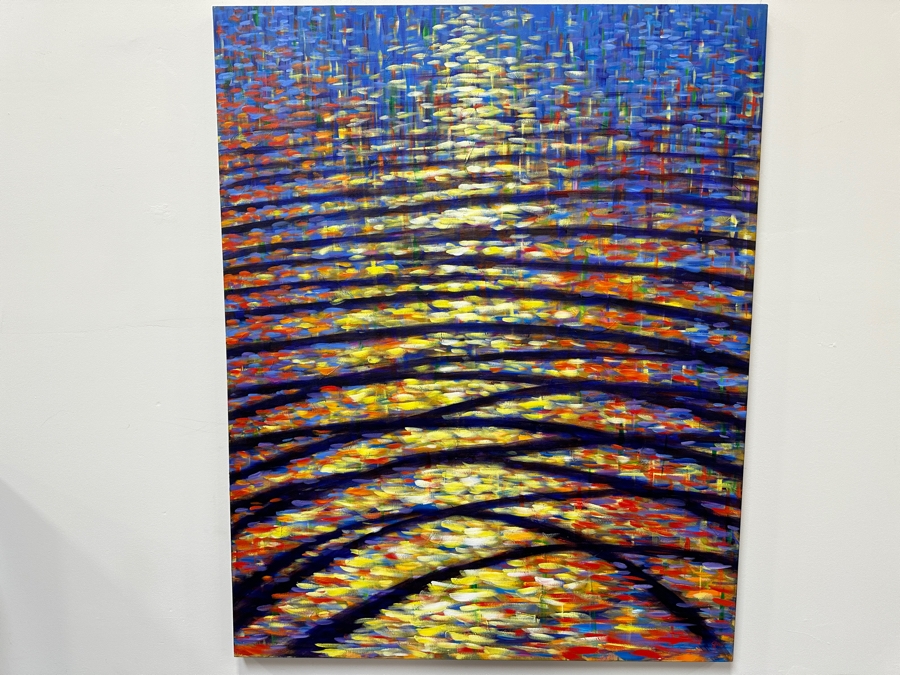 Gerrit Greve (1948-2024, Cardiff by the Sea, CA) Original Acrylic Painting On Canvas Titled 'Cool Golden Ripples' 2000 Signed Lower Right And Verso 48' X 60' Estimate $2,880 - $3,600 [Photo 2]