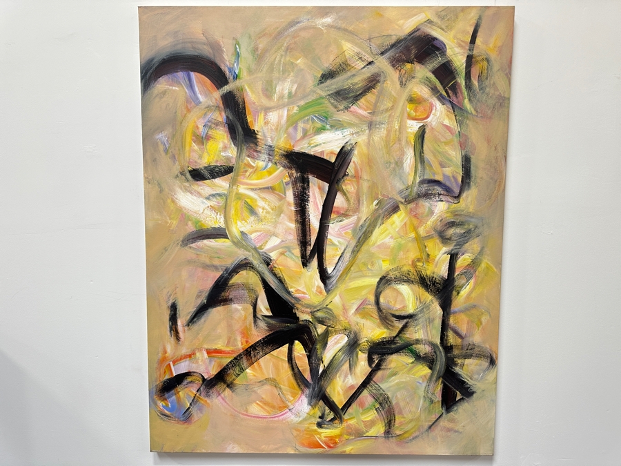 Gerrit Greve (1948-2024, Cardiff by the Sea, CA) Original Acrylic Painting On Canvas Titled 'Mystery' 2004 Signed Verso 48' X 60' Estimate $2,880 - $3,600 [Photo 2]