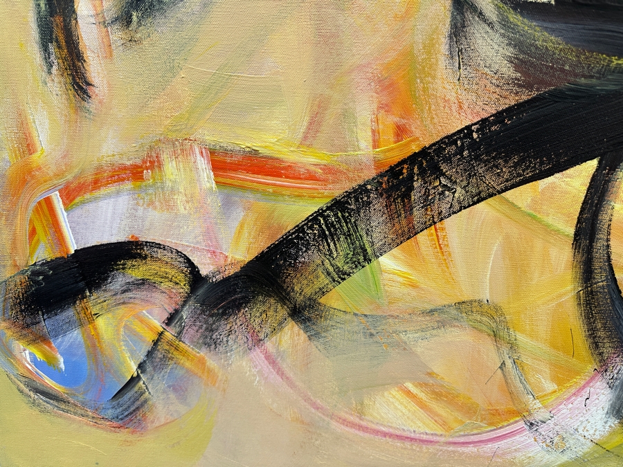 Gerrit Greve (1948-2024, Cardiff by the Sea, CA) Original Acrylic Painting On Canvas Titled 'Mystery' 2004 Signed Verso 48' X 60' Estimate $2,880 - $3,600 [Photo 5]