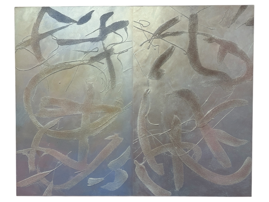 Gerrit Greve (1948-2024, Cardiff by the Sea, CA) Original Acrylic Sand Painting On Canvas Titled 'Book Of Judgement - Deserving Of The Kingdom' 1999 Signed Verso 60' X 48' Estimate $2,880 - $3,600 [Photo 1]