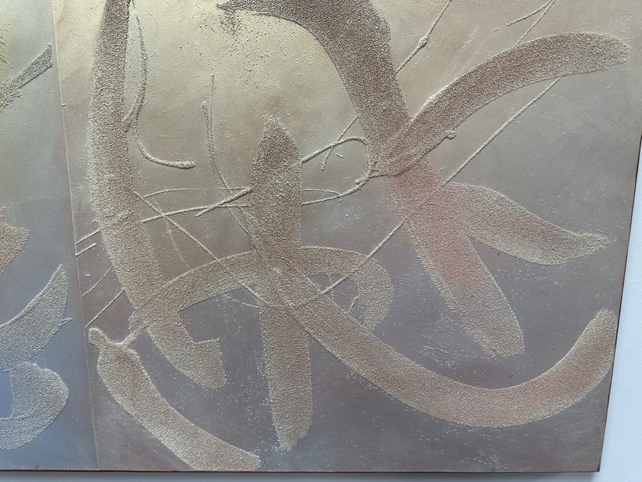 Gerrit Greve (1948-2024, Cardiff by the Sea, CA) Original Acrylic Sand Painting On Canvas Titled 'Book Of Judgement - Deserving Of The Kingdom' 1999 Signed Verso 60' X 48' Estimate $2,880 - $3,600 [Photo 7]