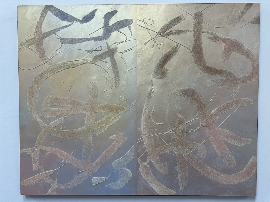 Gerrit Greve (1948-2024, Cardiff by the Sea, CA) Original Acrylic Sand Painting On Canvas Titled 'Book Of Judgement - Deserving Of The Kingdom' 1999 Signed Verso 60' X 48' Estimate $2,880 - $3,600 [Photo 2]