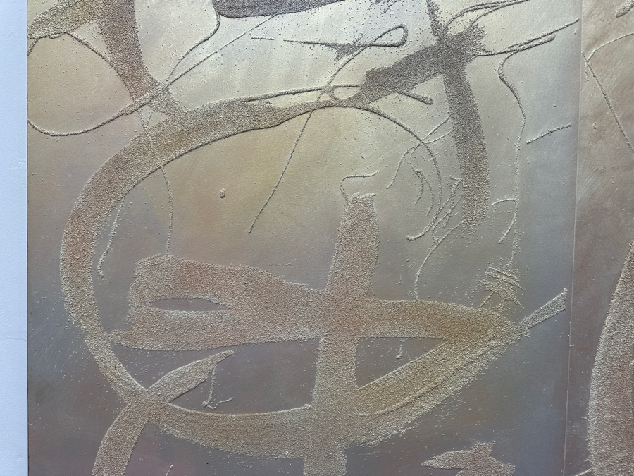 Gerrit Greve (1948-2024, Cardiff by the Sea, CA) Original Acrylic Sand Painting On Canvas Titled 'Book Of Judgement - Deserving Of The Kingdom' 1999 Signed Verso 60' X 48' Estimate $2,880 - $3,600 [Photo 4]