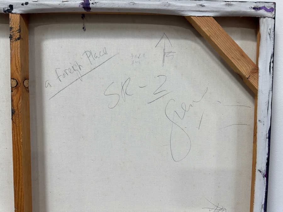 Gerrit Greve (1948-2024, Cardiff by the Sea, CA) Original Acrylic Sand Diptych Painting On Canvas Titled 'Visit To A Foreign Place' 1995 Signed Verso 80' X 40' Estimate $3,200 - $4,000 [Photo 10]