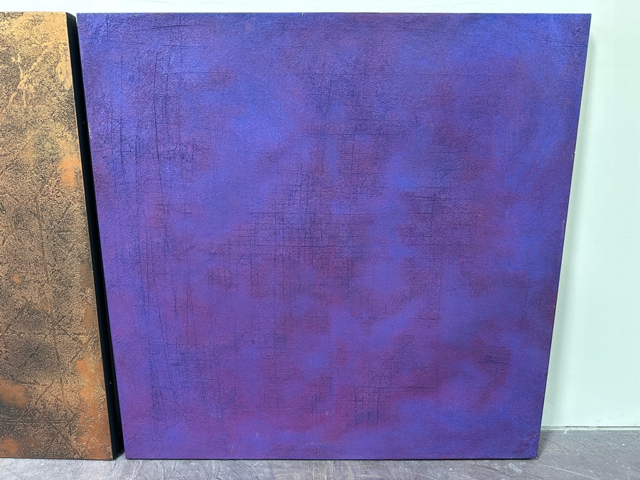 Gerrit Greve (1948-2024, Cardiff by the Sea, CA) Original Acrylic Sand Diptych Painting On Canvas Titled 'Visit To A Foreign Place' 1995 Signed Verso 80' X 40' Estimate $3,200 - $4,000 [Photo 4]