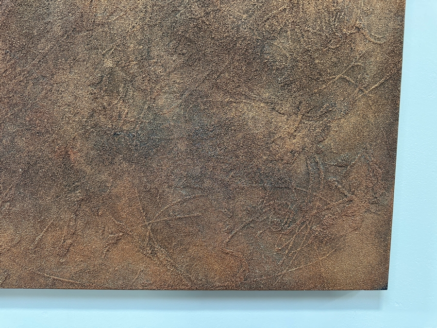 Gerrit Greve (1948-2024, Cardiff by the Sea, CA) Original Acrylic Sand Painting On Canvas Titled 'Formerly Water' 2000 Signed Verso 36' X 40' Estimate $1,440 - $1,800 [Photo 3]