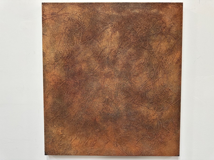 Gerrit Greve (1948-2024, Cardiff by the Sea, CA) Original Acrylic Sand Painting On Canvas Titled 'Formerly Water' 2000 Signed Verso 36' X 40' Estimate $1,440 - $1,800 [Photo 2]
