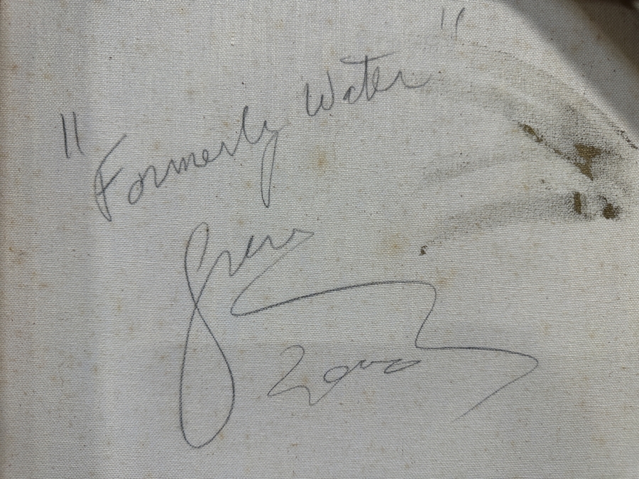 Gerrit Greve (1948-2024, Cardiff by the Sea, CA) Original Acrylic Sand Painting On Canvas Titled 'Formerly Water' 2000 Signed Verso 36' X 40' Estimate $1,440 - $1,800 [Photo 6]