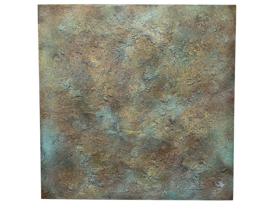 Gerrit Greve (1948-2024, Cardiff by the Sea, CA) Original Acrylic Sand Painting On Canvas Titled 'Sea Romance II' 1995 Signed Verso 40' X 40' Estimate $1,600 - $2,000 [Photo 1]
