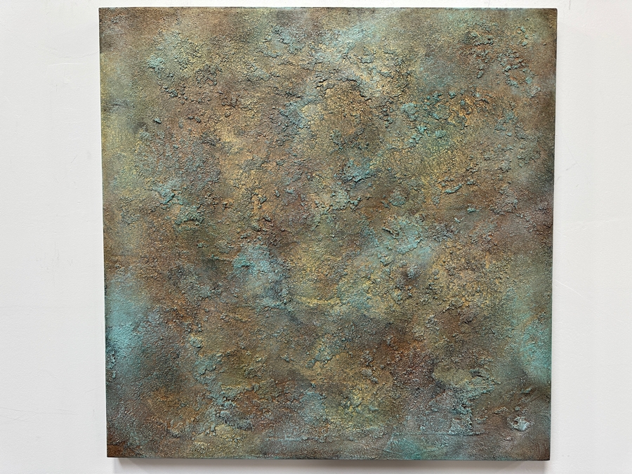 Gerrit Greve (1948-2024, Cardiff by the Sea, CA) Original Acrylic Sand Painting On Canvas Titled 'Sea Romance II' 1995 Signed Verso 40' X 40' Estimate $1,600 - $2,000 [Photo 2]