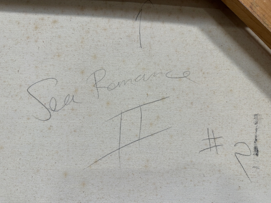 Gerrit Greve (1948-2024, Cardiff by the Sea, CA) Original Acrylic Sand Painting On Canvas Titled 'Sea Romance II' 1995 Signed Verso 40' X 40' Estimate $1,600 - $2,000 [Photo 6]