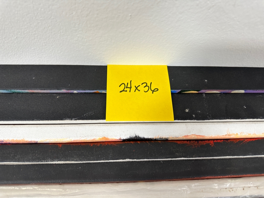 Gerrit Greve (1948-2024, Cardiff by the Sea, CA) Original Acrylic Sand Painting On Canvas Titled 'Flag For My Sister' 2002 Signed Verso 36' X 24' Estimate $864 - $1,080 [Photo 8]