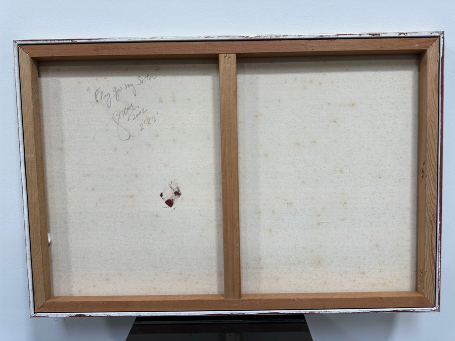Gerrit Greve (1948-2024, Cardiff by the Sea, CA) Original Acrylic Sand Painting On Canvas Titled 'Flag For My Sister' 2002 Signed Verso 36' X 24' Estimate $864 - $1,080 [Photo 6]