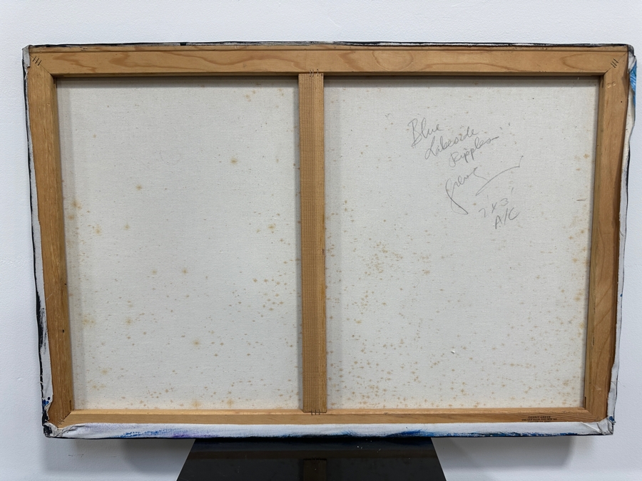 Gerrit Greve (1948-2024, Cardiff by the Sea, CA) Original Acrylic Painting On Canvas Titled 'Blue Lakeside Ripples' Signed Verso 36' X 24' Estimate $864 - $1,080 [Photo 4]