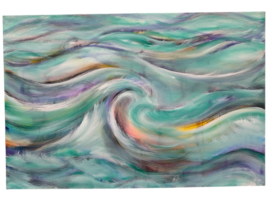 Gerrit Greve (1948-2024, Cardiff by the Sea, CA) Original Acrylic Painting On Canvas Titled 'Gentle Seas' 2018 Signed Lower Right And Verso 36' X 24' Estimate $864 - $1,080