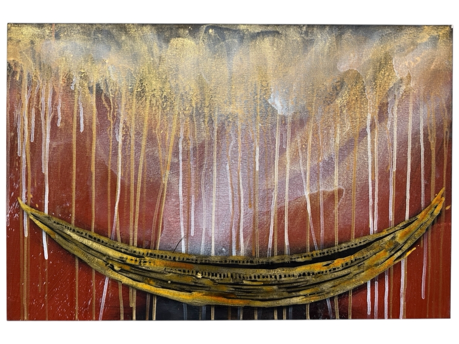 Gerrit Greve (1948-2024, Cardiff by the Sea, CA) Original Acrylic Painting On Canvas Titled 'Voyage 118' 2013 Signed Verso 36' X 24' Estimate $864 - $1,080 [Photo 1]