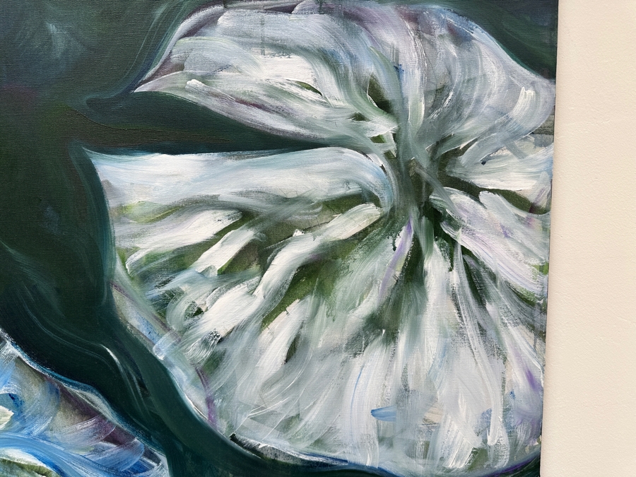 Gerrit Greve (1948-2024, Cardiff by the Sea, CA) Original Acrylic Painting On Canvas Titled 'Waterlilies' Signed Lower Right 40' X 48' Estimate $1,920 - $2,400 [Photo 3]