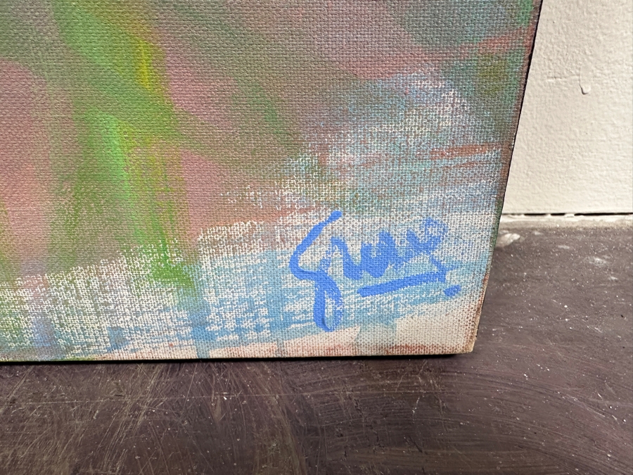 Gerrit Greve (1948-2024, Cardiff by the Sea, CA) Original Acrylic Diptych Painting On Canvas Titled 'Einstein's Dream' Signed Lower Right 48' X 36' Estimate $1,728 - $2,160 [Photo 7]