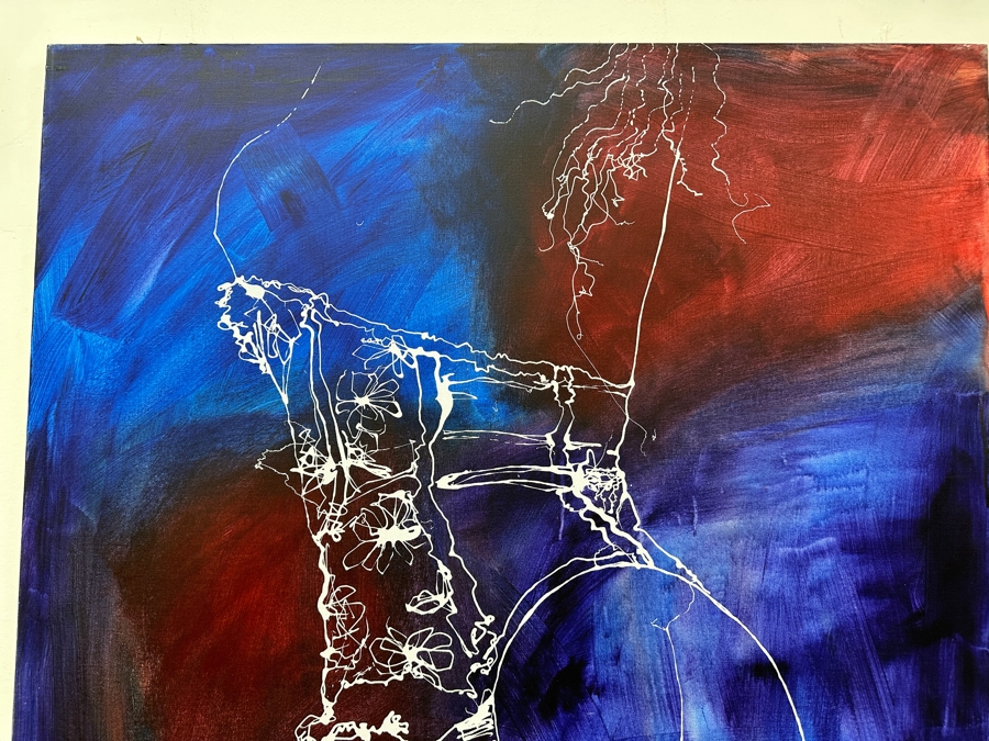 Gerrit Greve (1948-2024, Cardiff by the Sea, CA) Original Acrylic Drip Painting On Canvas Titled 'Corset' Signed Lower Right 36' X 48' Estimate $1,728 - $2,160 [Photo 4]