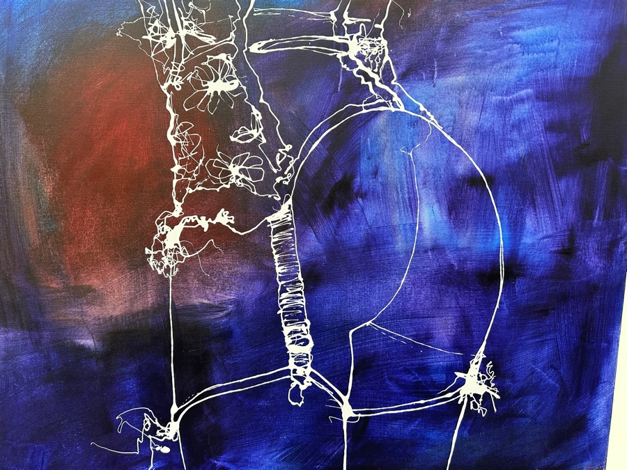 Gerrit Greve (1948-2024, Cardiff by the Sea, CA) Original Acrylic Drip Painting On Canvas Titled 'Corset' Signed Lower Right 36' X 48' Estimate $1,728 - $2,160 [Photo 3]