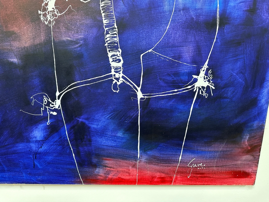 Gerrit Greve (1948-2024, Cardiff by the Sea, CA) Original Acrylic Drip Painting On Canvas Titled 'Corset' Signed Lower Right 36' X 48' Estimate $1,728 - $2,160 [Photo 5]