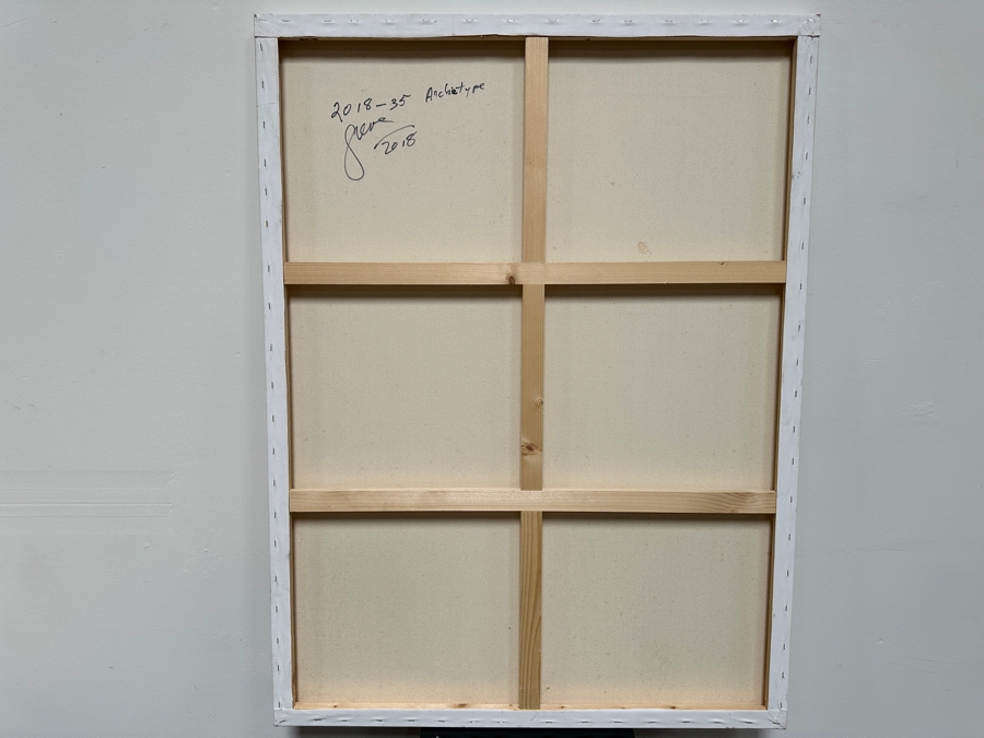 Gerrit Greve (1948-2024, Cardiff by the Sea, CA) Original Acrylic Painting On Canvas Titled 'Archetype' 2018 Signed Lower Right And Verso 36' X 48' Estimate $1,728 - $2,160 [Photo 7]