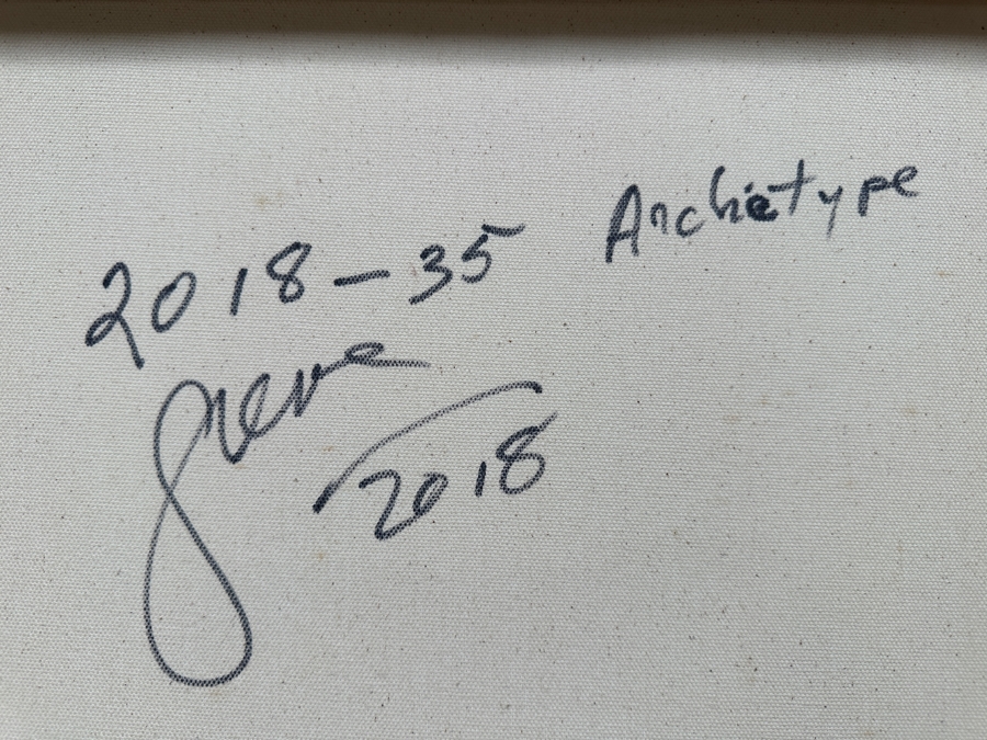 Gerrit Greve (1948-2024, Cardiff by the Sea, CA) Original Acrylic Painting On Canvas Titled 'Archetype' 2018 Signed Lower Right And Verso 36' X 48' Estimate $1,728 - $2,160 [Photo 8]