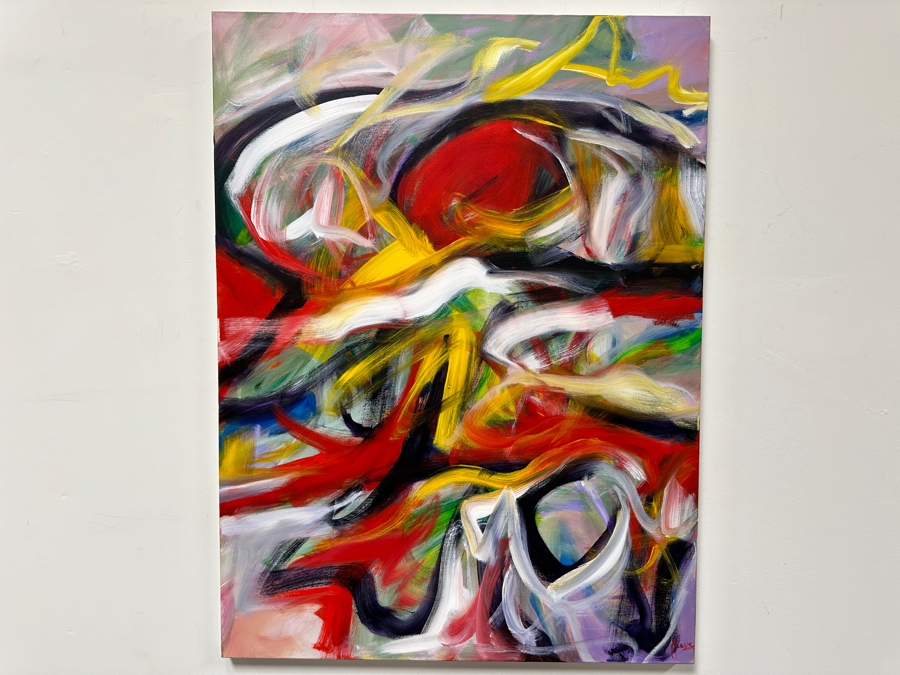 Gerrit Greve (1948-2024, Cardiff by the Sea, CA) Original Acrylic Painting On Canvas Titled 'Archetype' 2018 Signed Lower Right And Verso 36' X 48' Estimate $1,728 - $2,160 [Photo 2]