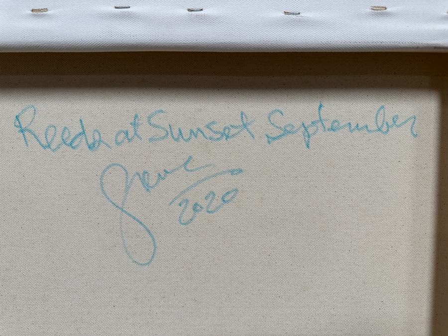 Gerrit Greve (1948-2024, Cardiff by the Sea, CA) Original Acrylic Painting On Canvas Titled 'Reeds At Sunset September' 2020 Signed Lower Left And Verso 48' X 36' Estimate $1,728 - $2,160 [Photo 7]