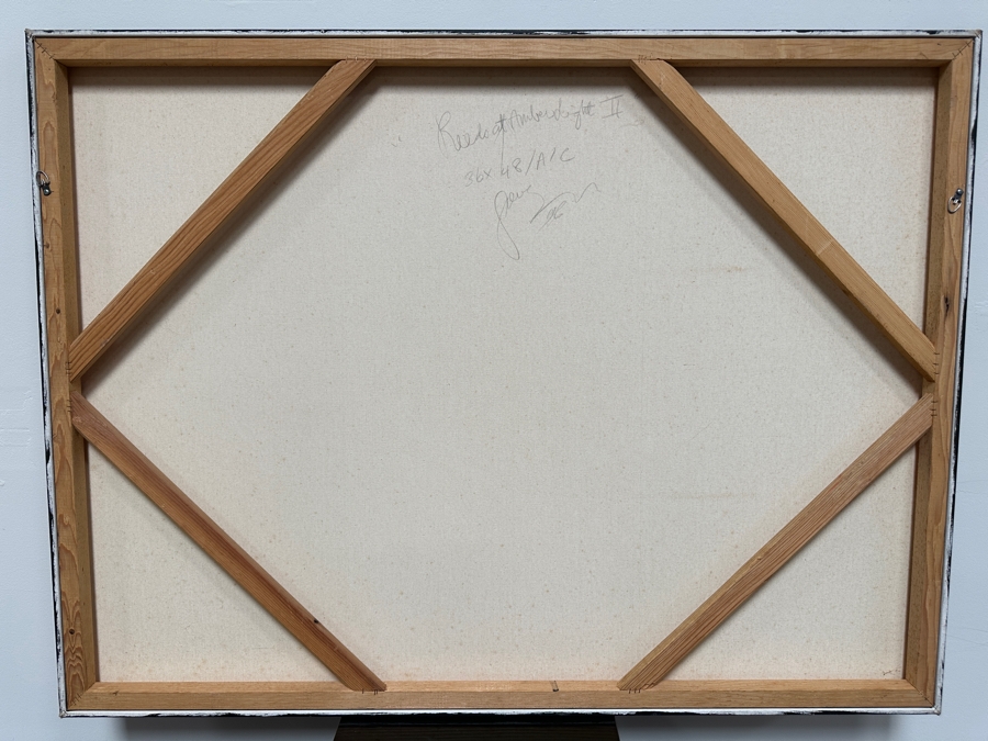 Gerrit Greve (1948-2024, Cardiff by the Sea, CA) Original Acrylic Painting On Canvas Titled 'Reeds At Amber Light II' Signed Lower Right And Verso 48' X 36' Estimate $1,728 - $2,160 [Photo 5]