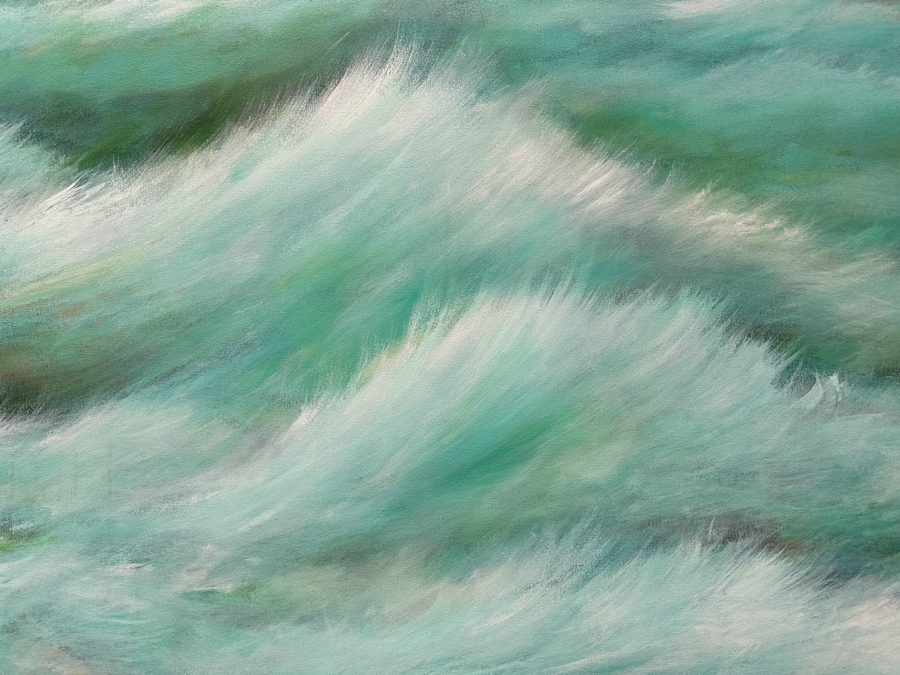 Gerrit Greve (1948-2024, Cardiff by the Sea, CA) Original Acrylic Painting On Canvas Titled 'Ocean Waves' 2013 Signed Verso 60' X 36' Estimate $2,160 - $2,700 [Photo 3]