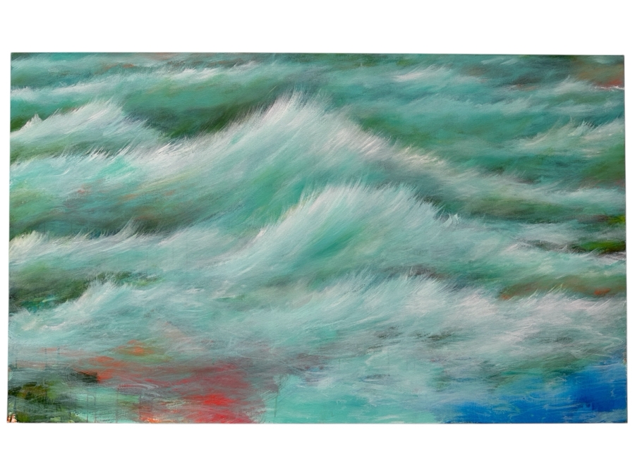 Gerrit Greve (1948-2024, Cardiff by the Sea, CA) Original Acrylic Painting On Canvas Titled 'Ocean Waves' 2013 Signed Verso 60' X 36' Estimate $2,160 - $2,700