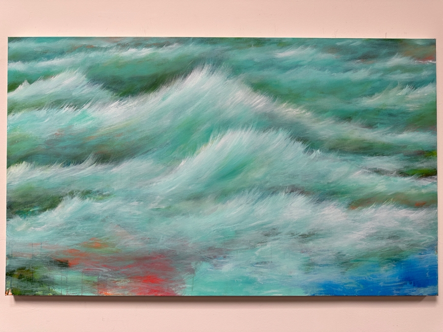 Gerrit Greve (1948-2024, Cardiff by the Sea, CA) Original Acrylic Painting On Canvas Titled 'Ocean Waves' 2013 Signed Verso 60' X 36' Estimate $2,160 - $2,700 [Photo 2]